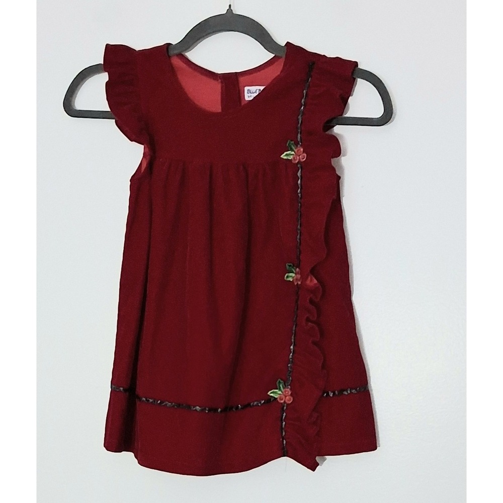 Blueberi Boulevard Red Velvet Dress Size 3T Toddler Short Sleeve Christmas Holid